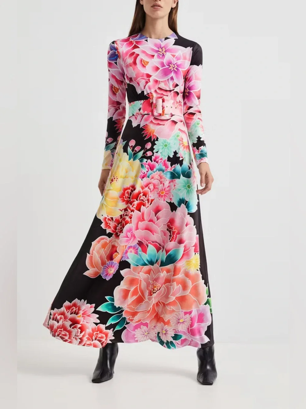 Desigual x Maria Escote Long Sleeve Belted Maxi Dress in Garden Floral - Size XL - Picture 1 of 7